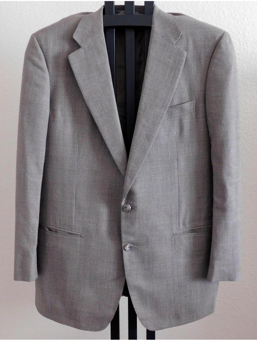 Ermenegildo Zegna 100% Wool Blazer Jacket Size 48R Light Plaid Sport Coat